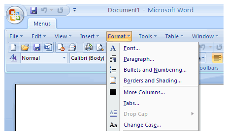 Office 2003 Menüs für MS Office 2007