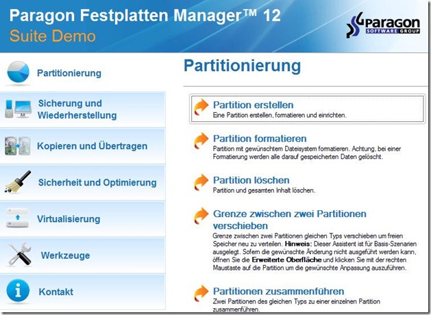 Paragon Festplatten Manager Screenshot 1